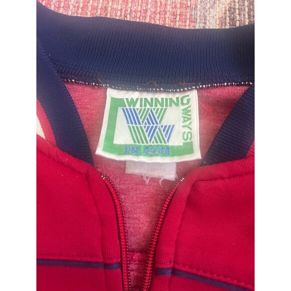 Vintage Winning Ways Men's Zip-Up Track Jacket Red White Size L - Picture 3 of 6